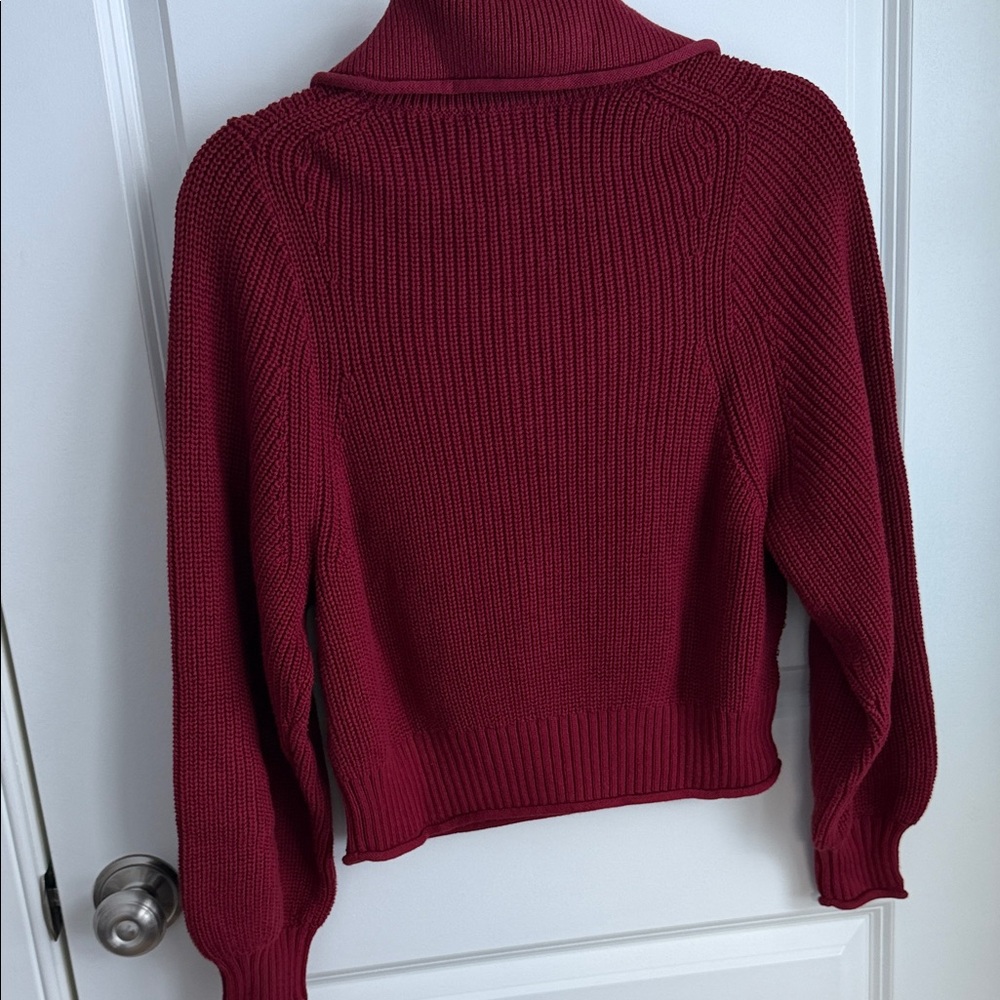J. Crew Women's Deep Red Knit Cowl Turtleneck Sweater - Picture 6 of 6